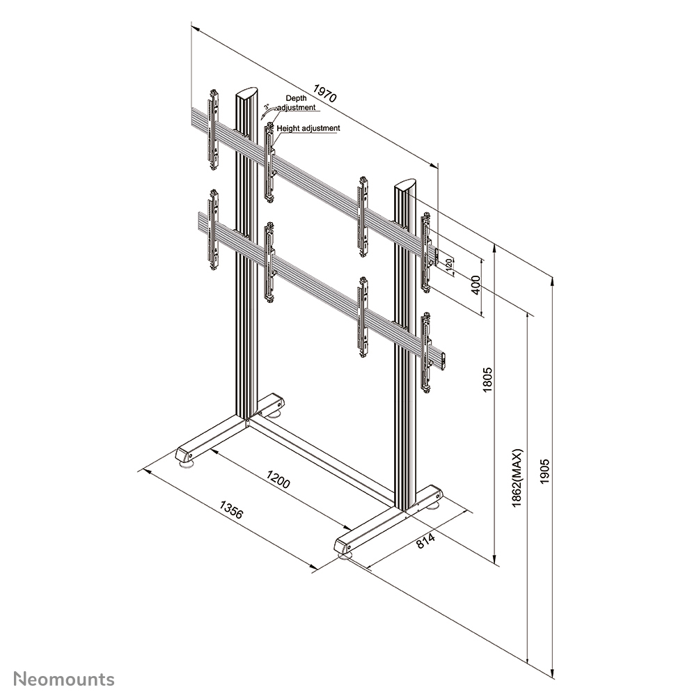 Neomounts by Newstar Pro Mobiler Videowall Bodenständer